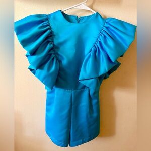 Girls’ Vibrant Blue Ruffled Romper